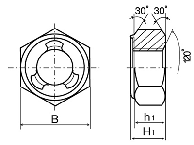 鉄 ステイブルナット 薄形 (ミリネジ)の寸法図