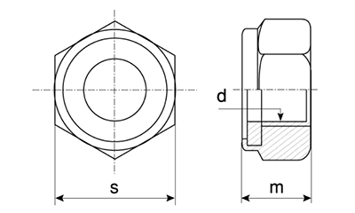 鉄 ナイロンナット(3種)(薄型)の寸法図