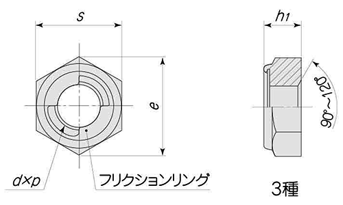 鉄 Uナット (薄型)(細目)の寸法図