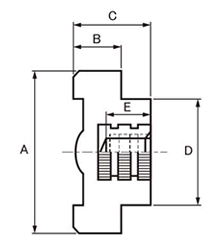 ノブナット(G-1)黒 ABS樹脂 Gタイプ(小型)菊型 ねじ部黄銅の寸法図