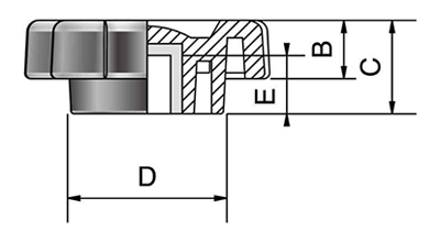 抗菌ノブナット(G-2)アイボリー ABS樹脂 Gタイプ(中型)菊型 ねじ部黄銅 (三星産業)の寸法図