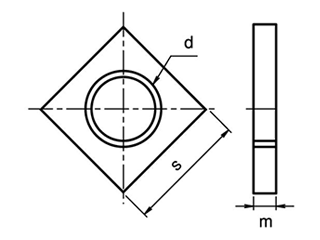 鉄 板ナット (薄型)の寸法図