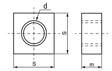 鉄 四角ナット (厚型)の寸法図
