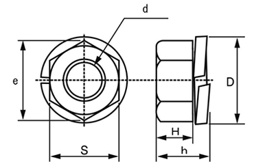 鉄 スプリングナット(小形)(ばね座付きナット)の寸法図