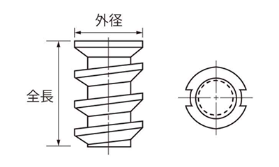 ウッドシールド つば付 (インチ・ウイット)の寸法図