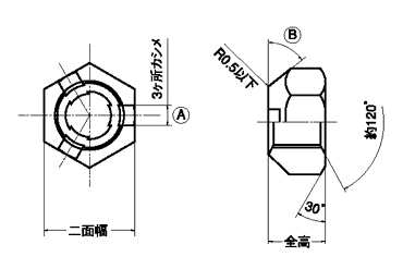 4T タフロックナット(細目)(M10 p＝1.25)の寸法図
