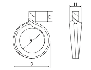 鉄 バネナット(六角ナット併用品)の寸法図