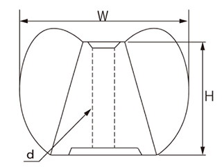 プッシュインラバーナット (3枚羽根)(黒色)(オレフィン系エラストマー樹脂)の寸法図