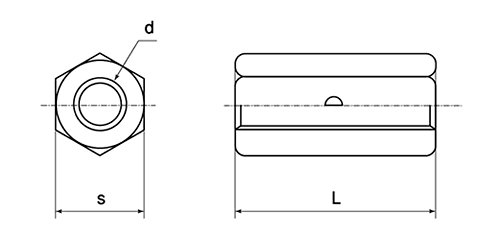 鉄 高ナット(センターポンチ・ストッパー機能付)(ミリネジ用)の寸法図