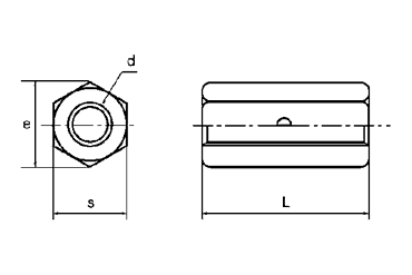 鉄 高ナット(センターポンチ・ストッパー機能付)(インチ・ウイット)の寸法図