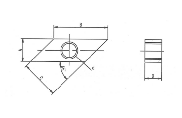 鉄 菱形ナット Aタイプ (大型)の寸法図