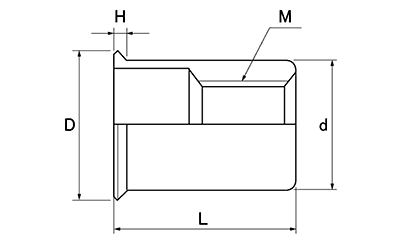 鉄 スパンクナット(スチール)(BFタイプ：薄頭型)の寸法図