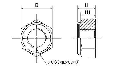 鉄 Kナットプラス (ゆるみ防止ナイロンコート付)(KFC製)の寸法図