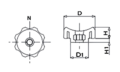 ポリカーボネート シースルーナット (透明ナット)(大丸鋲螺製作所)の寸法図