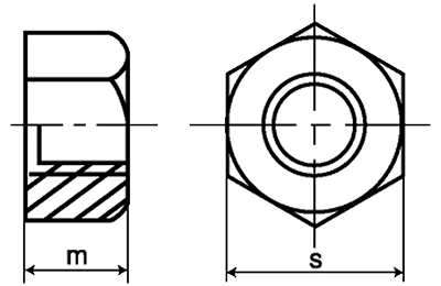 鉄 30度 台形六角ナット(TR) 10割(平径x高さ)の寸法図