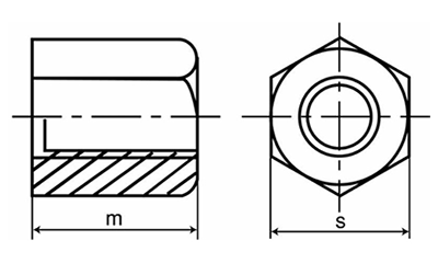 鉄 30度 台形六角ナット(TR) 20割(平径x高さ)の寸法図