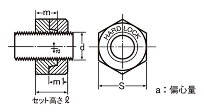 鉄 ハードロックナット (セミ薄型)(細目)の寸法図