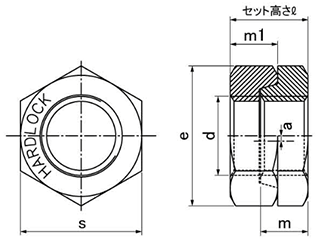 鉄 ハードロックナット (薄型)(その他細目)の寸法図