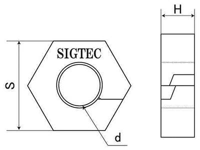 鉄 マジックナット(中間挿入ナット)(インチ・ウイット)の寸法図