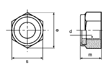 鉄 ナイロンナット(1種)(高型)(輸入品)の寸法図