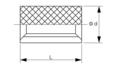 黄銅 成型時インサートXZ (両面タイプ/ アヤ目ローレット)(東海物産)(カドミレス)の寸法図