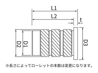 黄銅(鉛レス材) フランジ付きダッヂビットインサート(FB-EC)(東海金属)の寸法図