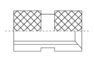 黄銅 成型時インサートSXE (溝入片面タイプ)(東海物産)(カドミレス)の寸法図