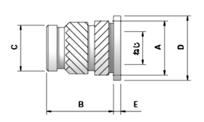 黄銅 ツバ付SGロック SGH (熱圧入 後埋め用インサートナット)(マイクロファスナー)(カドミレス)の寸法図