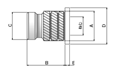 黄銅 ツバ付ナイフロック KLH (冷間圧入 後埋め用インサートナット)(マイクロファスナー)(カドミレス)の寸法図