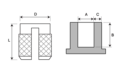 黄銅 インサートナット Cロック CLH81タイプ (加圧 打込み式)(ボーセイ)(ROHS2)の寸法図