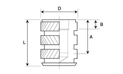 黄銅 インサートナット Cロック (BTタイプ)(インサート成型 加熱 超音波)(ボーセイ)(ROHS2)の寸法図