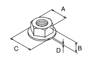 ステンレス NIC フランジ付きナット(FNHS) (アルミフレーム用)の寸法図