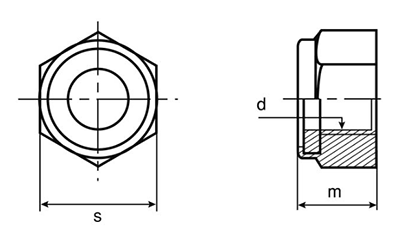 ステンレス ナイロンナット(1種)(小形)の寸法図