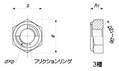 ステンレス304 Uナット (薄型)(細目)の寸法図