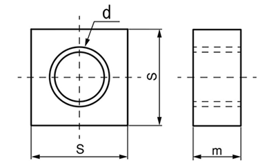 ステンレス 四角ナット (ホーマー品)の寸法図