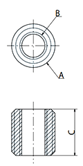ステンレス ロックねじ ダブルスクリュー (DS)(タップ穴径変更可)の寸法図