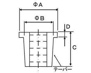ステンレス テーパータック (2面拘束用)(TC-S)の寸法図