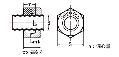 ステンレス ハードロックナット(セミ薄型)(細目)の寸法図