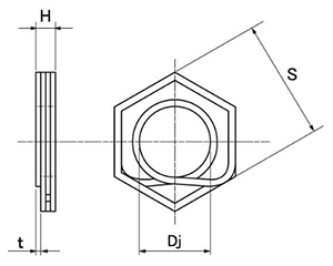 ステンレス T-スプリング (ゆるみ防止金具)(ミリ山)の寸法図