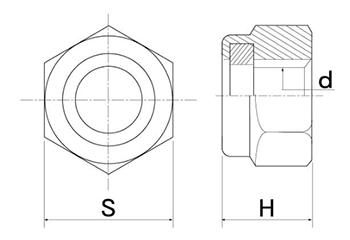 ステンレス ナイロンナット(1種)(高型)(輸入品)の寸法図