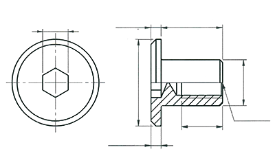 ステンレス ジョイントコネクター 飾りナット(六角穴スパナ径5mm)JCN(輸入品)の寸法図