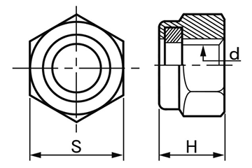鋼 S45C(H)(焼入れ) ナイロンナット(1種)