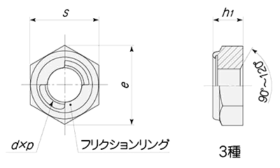 鋼 S45C(H)(焼入れ) Uナット (薄型)(細目)の寸法図