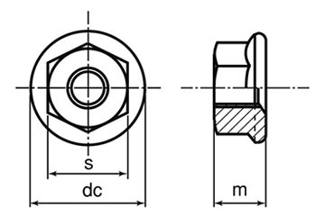 鋼 S45C フランジナット セレート無(ベタ)の寸法図