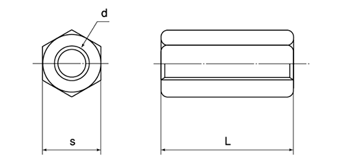 鋼 S45C(H)(焼入れ) 高ナット (インチ・ウイット)の寸法図