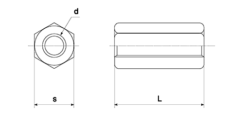 鋼 S45C(H)(焼入れ) 高ナット (細目)の寸法図