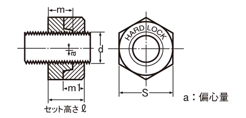 鋼 S45C(H)ハードロックナット (その他細目)の寸法図