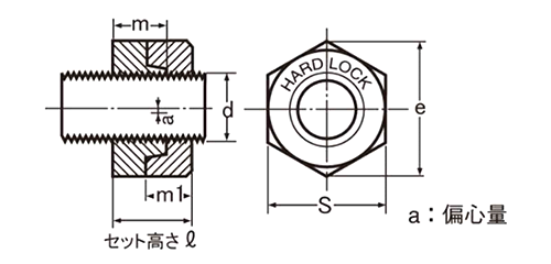 鋼 S45C(H) ハードロックナット (薄型)(H-3)の寸法図