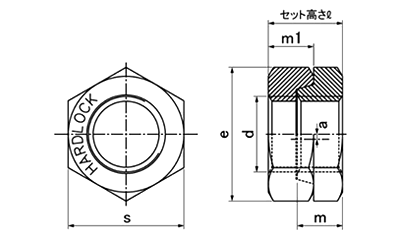 鋼 S45C(H) ハードロックナット (薄型)(その他細目)の寸法図