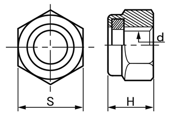 チタン ナイロンナット(1種)の寸法図
